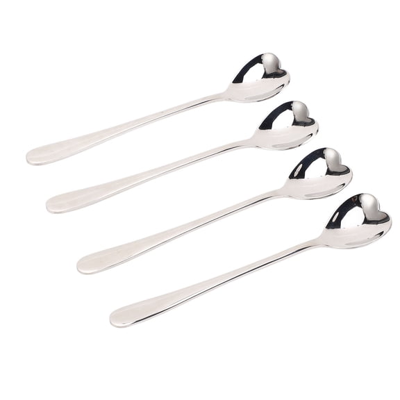 4 Pcs Coffee Spoon Stainless Steel Heart Shaped Tea Dessert Sugar Stirring Spoon For Cafe