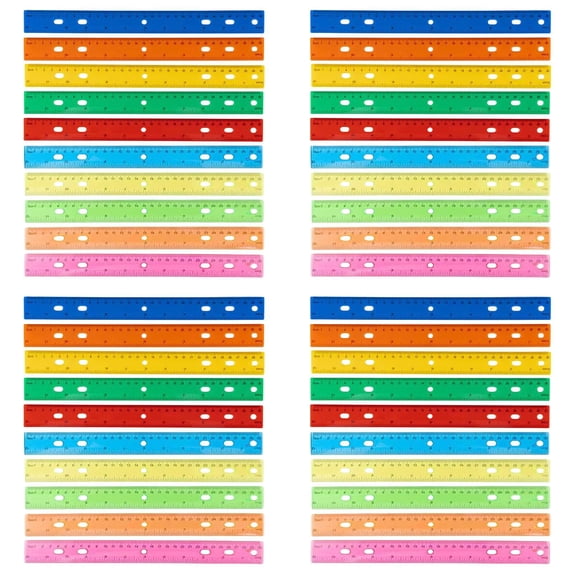 4 Pcs Color Transparent Ruler Plastic Rulers - Ruler 12 inch, Ruler with Centimeters, Millimeter and Inches, Assorted Colors, Clear Rulers（4 Pcs,Random color）