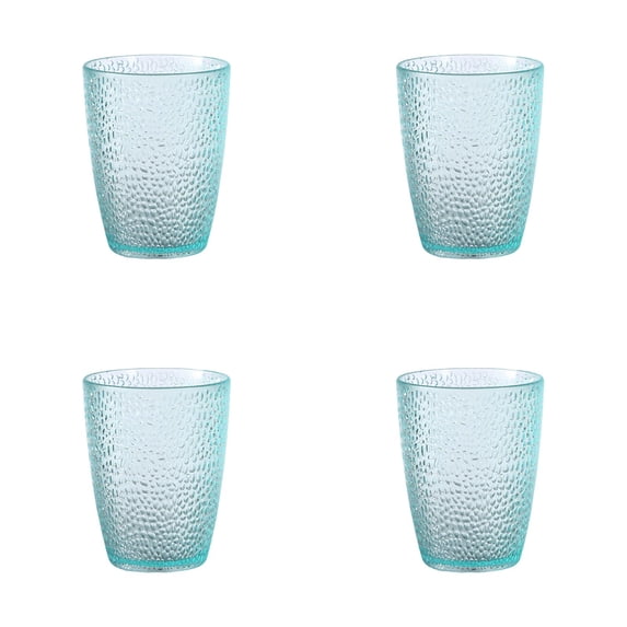 4 Pcs Colored Drinking Glasses Reusable Acrylic Drinking Cups, Stackable Juice Glasses Drinkware, Unbreakable Water Tumblers BPA Free Dishwasher Safe, Tumblers, Blue