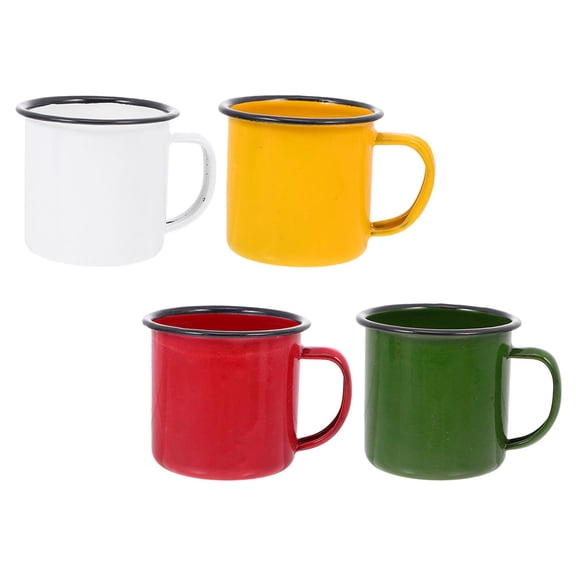 Raindrops Retro Enamel Mugs Vintage White 4 Pcs Easy Cleaning