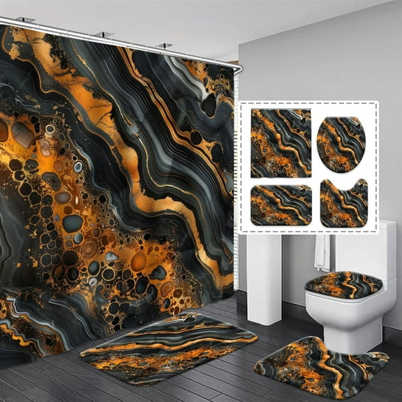 4 Pcs Colorful Gaming Shower Curtain Set for Boys Bathroom Decor Watercolor Gamepad Controller Bath Curtain with Anti-Slip Mat Kids Graffiti Game Shower 70.8x70.8in