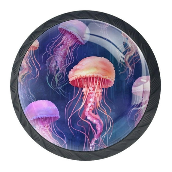 4 Pcs Colorful Jellyfish Knobs for Kitchen Cabinet Cupboard Dresser Bookcase Drawer Pulls Handles Round Home Decor