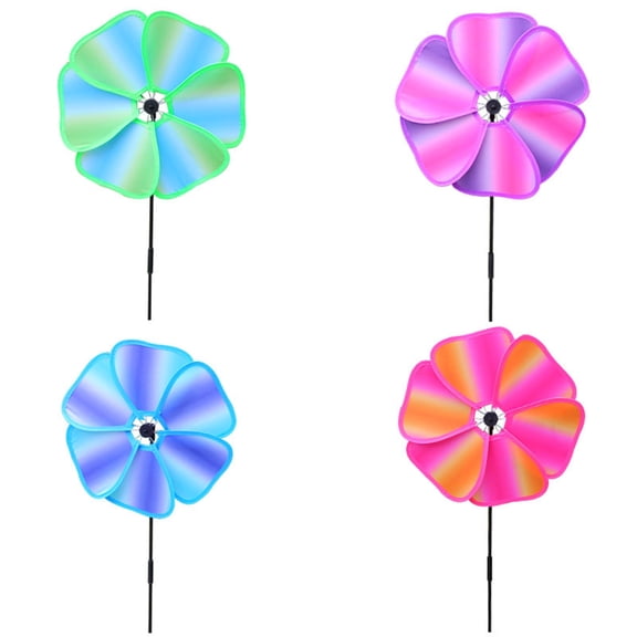 4 Pcs Colorful Wind Spinner Rotating Windmill Stake Garden Decor Lawn Insert Decor Stake Yard Patio Vertical Sculpture