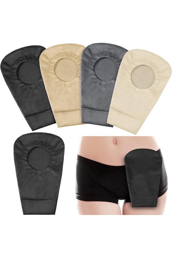 4 Pcs Colostomy Bag Covers,Odor Control Stretchy Bag Cover,Protective Bag for Laparotomy,Round Opening Nursing Protective Bag,Shower Protective Cover for Reducing Odor (Multi-Color)