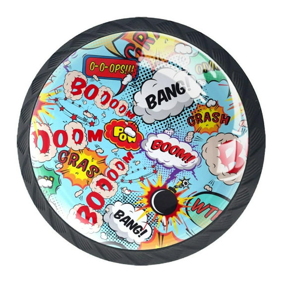 4 Pcs Comic Speech Bubbles Knobs for Kitchen Cabinet Cupboard Dresser Bookcase Drawer Pulls Handles Round Home Decor