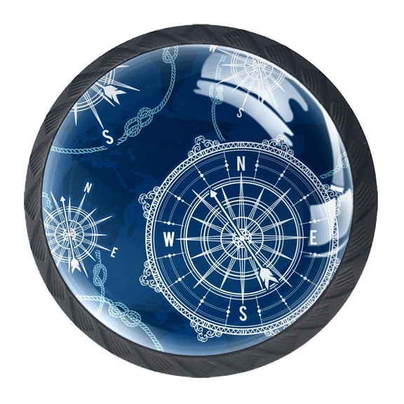 4 Pcs Compass World Map Knobs for Kitchen Cabinet Cupboard Dresser Bookcase Drawer Pulls Handles Round Home Decor