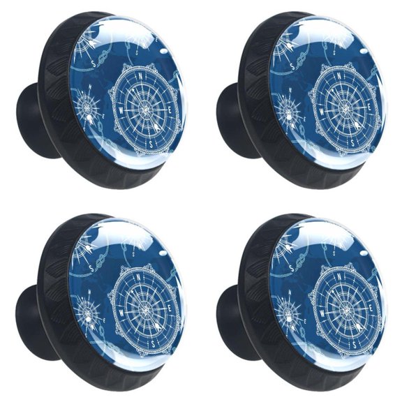 4 Pcs Compass World Map Knobs for Kitchen Cabinet Cupboard Dresser Bookcase Drawer Pulls Handles Round Home Decor