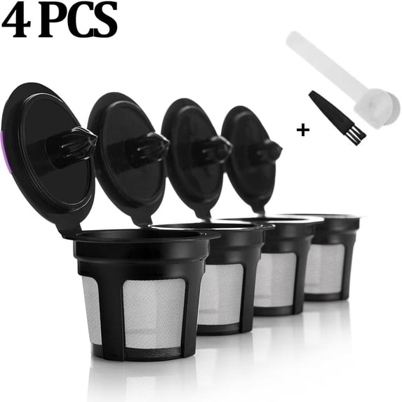 OFEFE 4 Pcs Compatible with Keurig 1.0, Keurig 2.0,Etc,Reusable K Cups for Keurig - 4 Black Refillable Kcups Coffee Filters for Keurig Coffee Makers