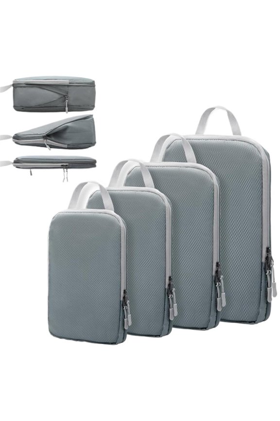 4 Pcs Compression Packing Cubes for Suitcases Travel Essentials, Travel Organizers Bags,Expandable Travel Accessories for Carry on, Luggage, Suitcase Backpack