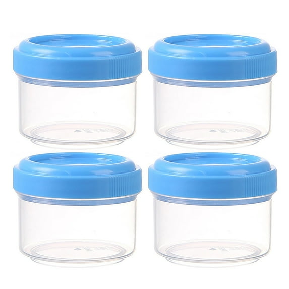 4 Pcs Condiment Container With Lid,1.18 Oz Salad Dressing Container Cup,Plastic Jars With Screw On Lids,Small Food Storage Container,Reusable Leak Proof Small Sauce Cup Container For Lunch,Blue