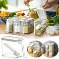 thumbnail image 1 of 4 Pcs Condiment Jar Spice Storage Container, Plastic Seasoning Box with Spoon Dustproof Lid and Handle - Square Stackable Kitchen Small Airtight Food Storage Containers for Kitchen, Counter et., 1 of 6