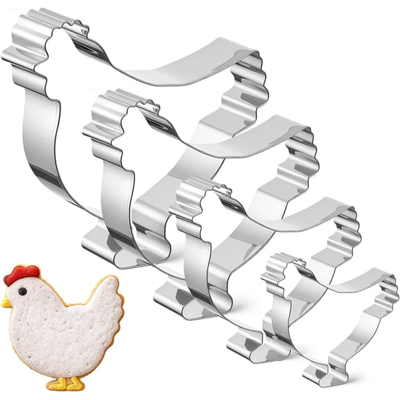 4 Pcs Cookie Cutter Set 2 in to 5 in Cookie Cutter Stainless Steel for Baking Fondant Fruit Bread Birthday Party Decorations (Chick)