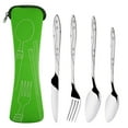 thumbnail image 1 of 4 Pcs Cooking Utensils Set, Stainless Steel Cooking Utensils Set, Heat Resistant Metal Kitchen Tools, Family Travel Camping Cutlery, Dishwasher Safe, Easy to Clean, 1 of 4