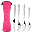 thumbnail image 1 of 4 Pcs Cooking Utensils Set, Stainless Steel Cooking Utensils Set, Heat Resistant Metal Kitchen Tools, Family Travel Camping Cutlery, Dishwasher Safe, Easy to Clean, 1 of 4