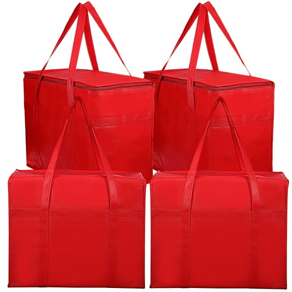 Healeved 4PCS Reusable Insulated Grocery Bags with Insulation, Cooler Bags with Zipper Top for Shopping