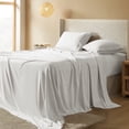 thumbnail image 1 of 4 Pcs Cooling Bed Sheets Set with 16" Deep Pocket, Luxury Soft King Sheets, White, 1 of 9
