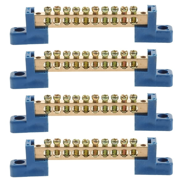 4pcs Distribution Terminal Bus Bar with 10 Holes for Wiring Connection Safe Plastic Insulation