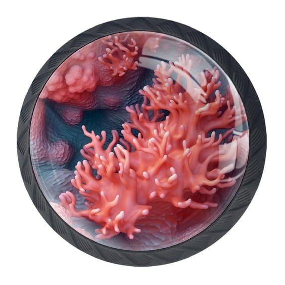 4 Pcs Coral Knobs for Kitchen Cabinet Cupboard Dresser Bookcase Drawer Pulls Handles Round Home Decor