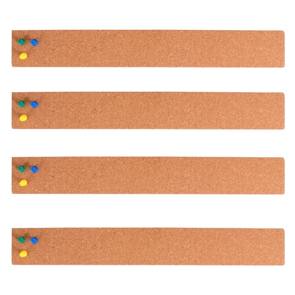 4 Pcs Cork Strips Thick Board Natural Frameless Oak Office
