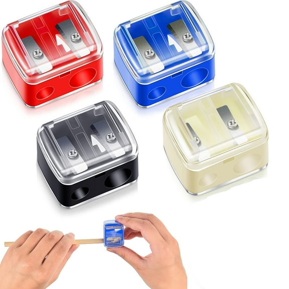 4Pcs Cosmetics Pencil Sharpener - 2-in-1 Sharpener with Built-in Removal Tool - Use with Thick or Thin Eyeliner & Lip Pencils - for The Most Precise Makeup Application(Multicolour)