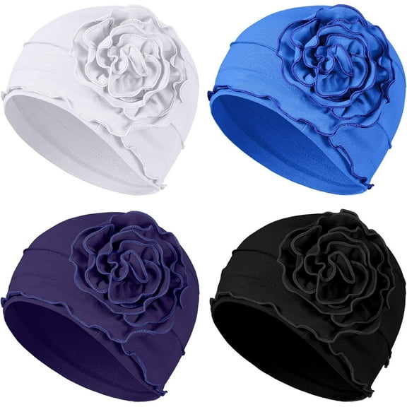 4 Pcs Cotton Chemo Turban Headwear for Women Soft Cancer Head Scarf Hats Elastic Covers Wraps for Women's Hair