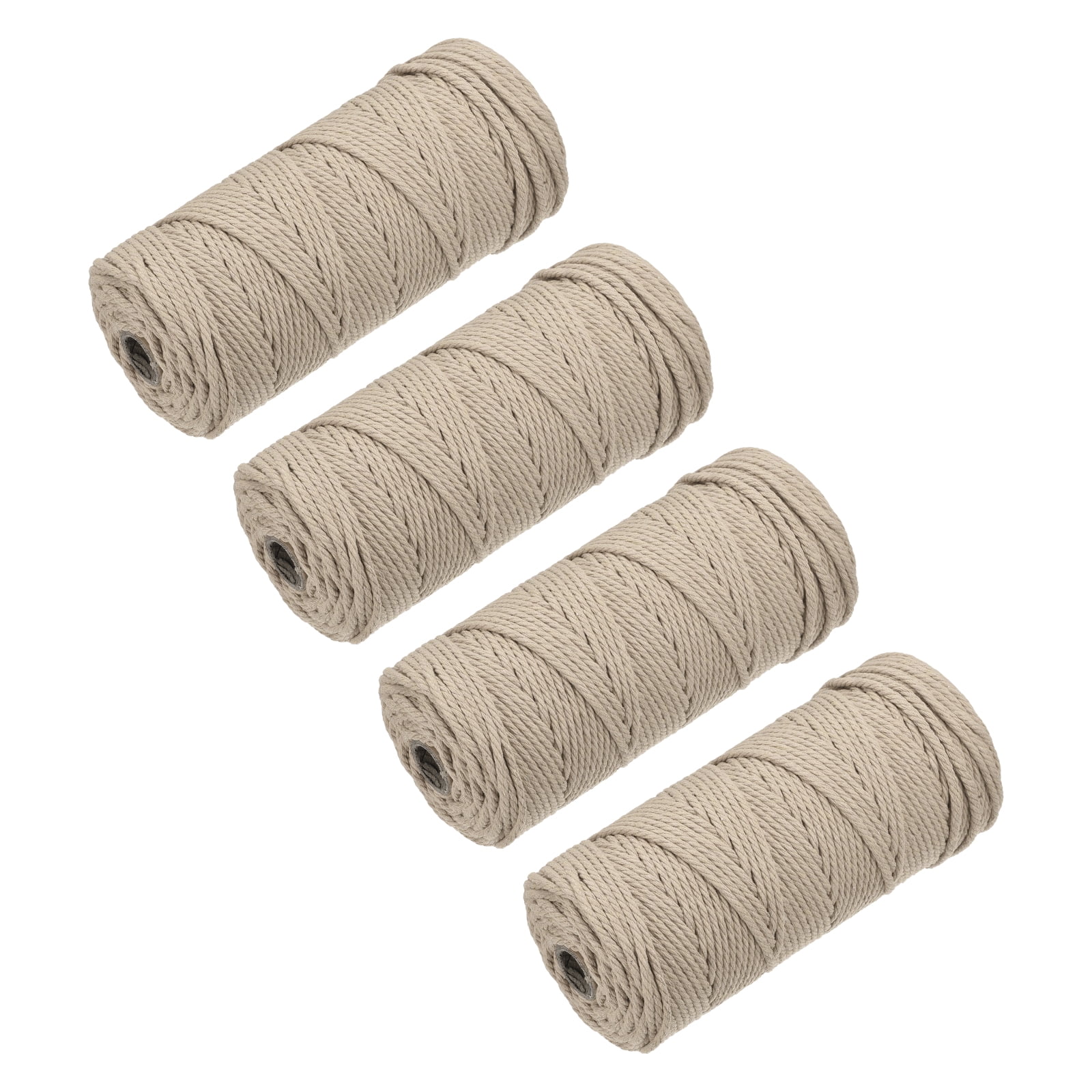 4 Pcs Cotton Rope 4 Strand Twisted Braided Rope Cord, Milky Gray 100m/109 Yard 3mm Dia for Wall Hanging Plant Hanger