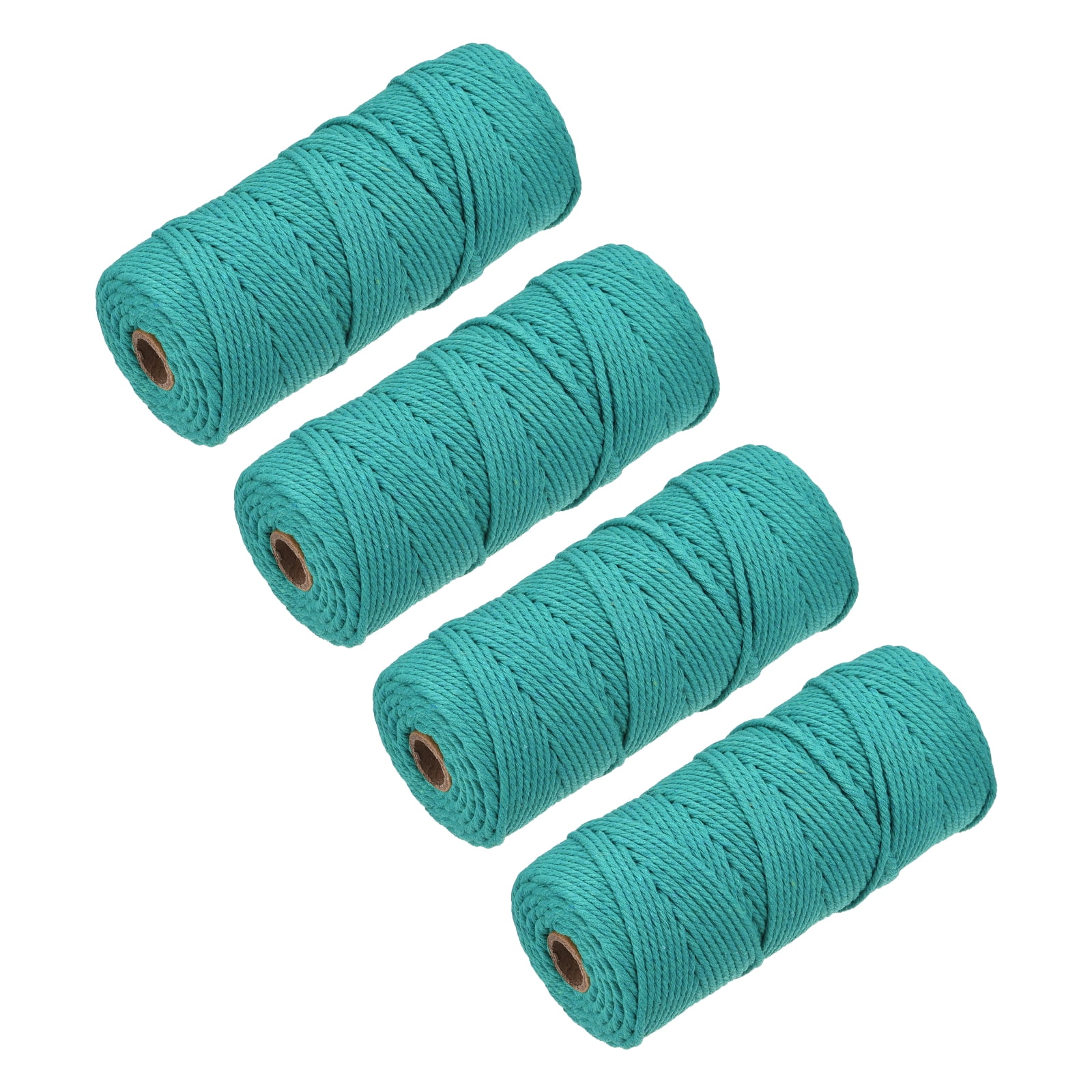 4 Pcs Cotton Rope 4 Strand Twisted Braided Rope Cord, Milky Green 100m/109 Yard 3mm Dia for Wall Hanging Plant Hanger