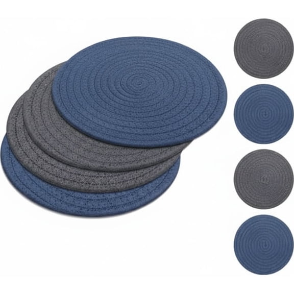 4 Pcs Cotton Trivets Mats for Kitchen,8 Inch Trivets for Hot Dishes, Hot Pads for Countertops and Table, Heat-Resistant Pot Holders for Hot Pots and Pans