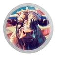 thumbnail image 1 of 4 Pcs Cow American Flag Knobs for Kitchen Cabinet Cupboard Dresser Bookcase Drawer Pulls Handles Round Home Decor, 1 of 8