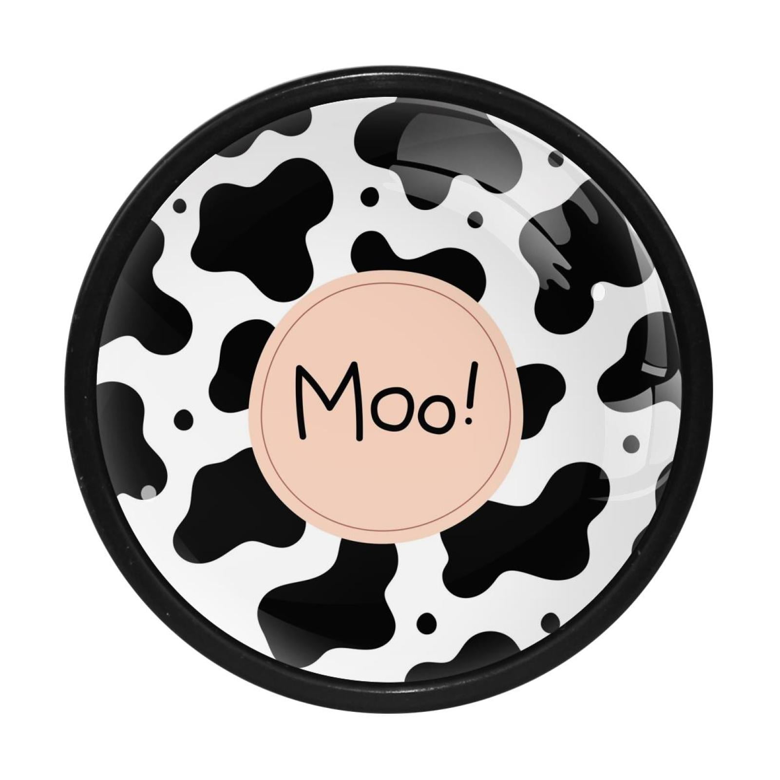 4 Pcs Cow Black Moo Knobs for Kitchen Cabinet Cupboard Dresser Bookcase Drawer Pulls Handles Round Home Decor