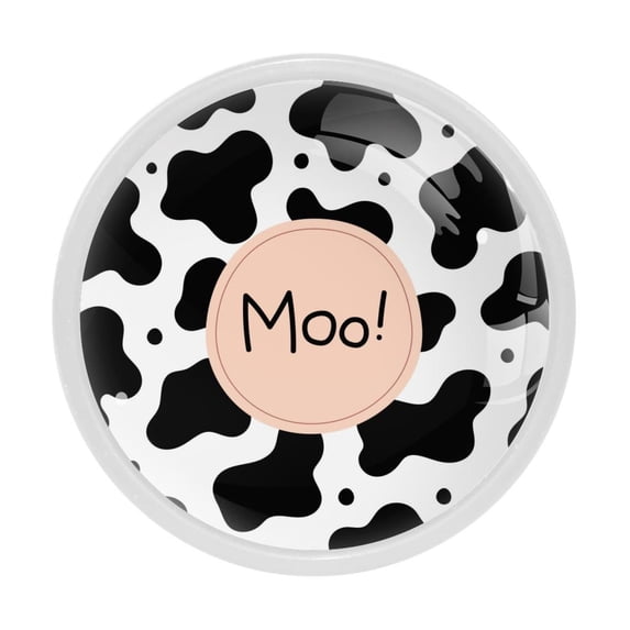4 Pcs Cow Black Moo Knobs for Kitchen Cabinet Cupboard Dresser Bookcase Drawer Pulls Handles Round Home Decor