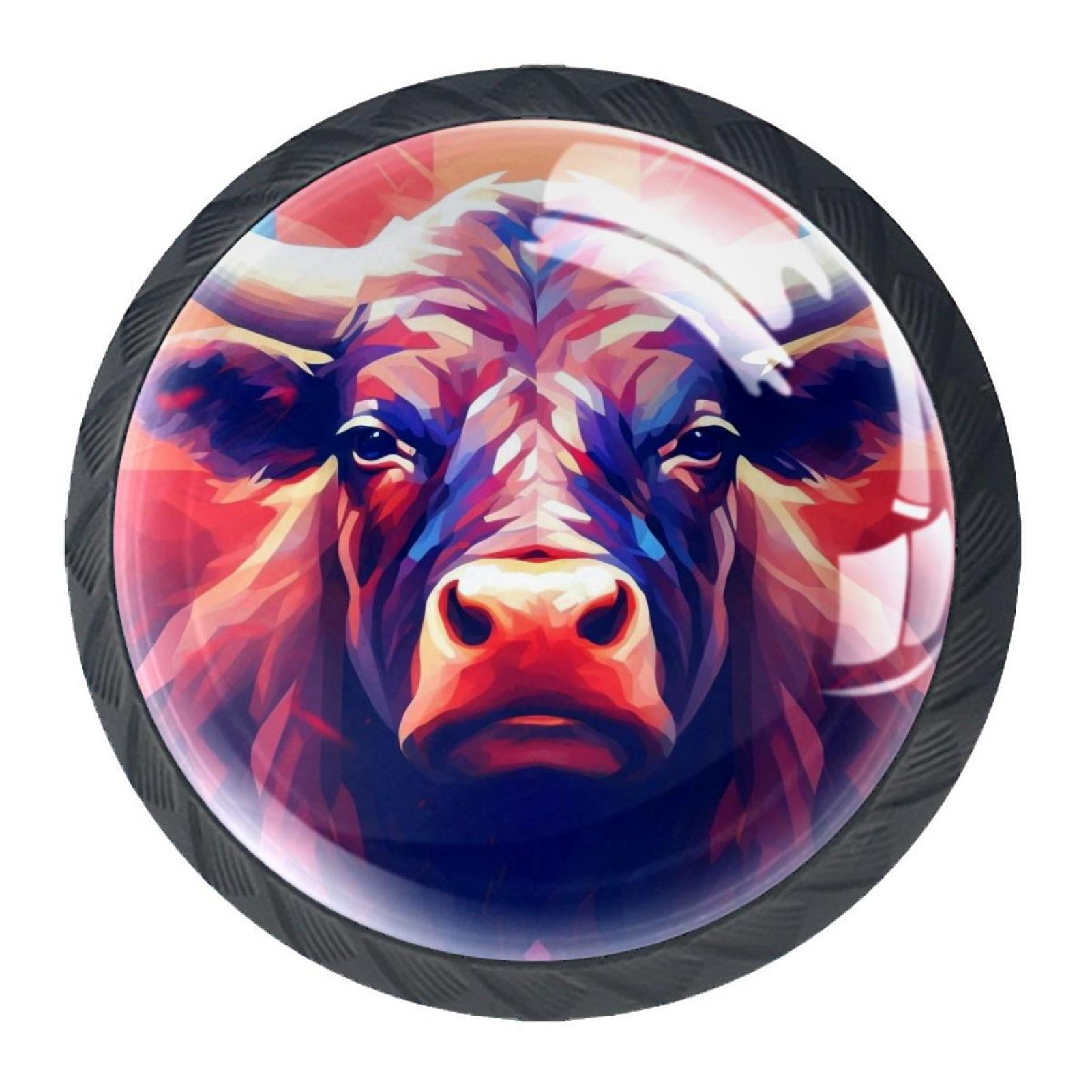 4 Pcs Cow Knobs for Kitchen Cabinet Cupboard Dresser Bookcase Drawer Pulls Handles Round Home Decor