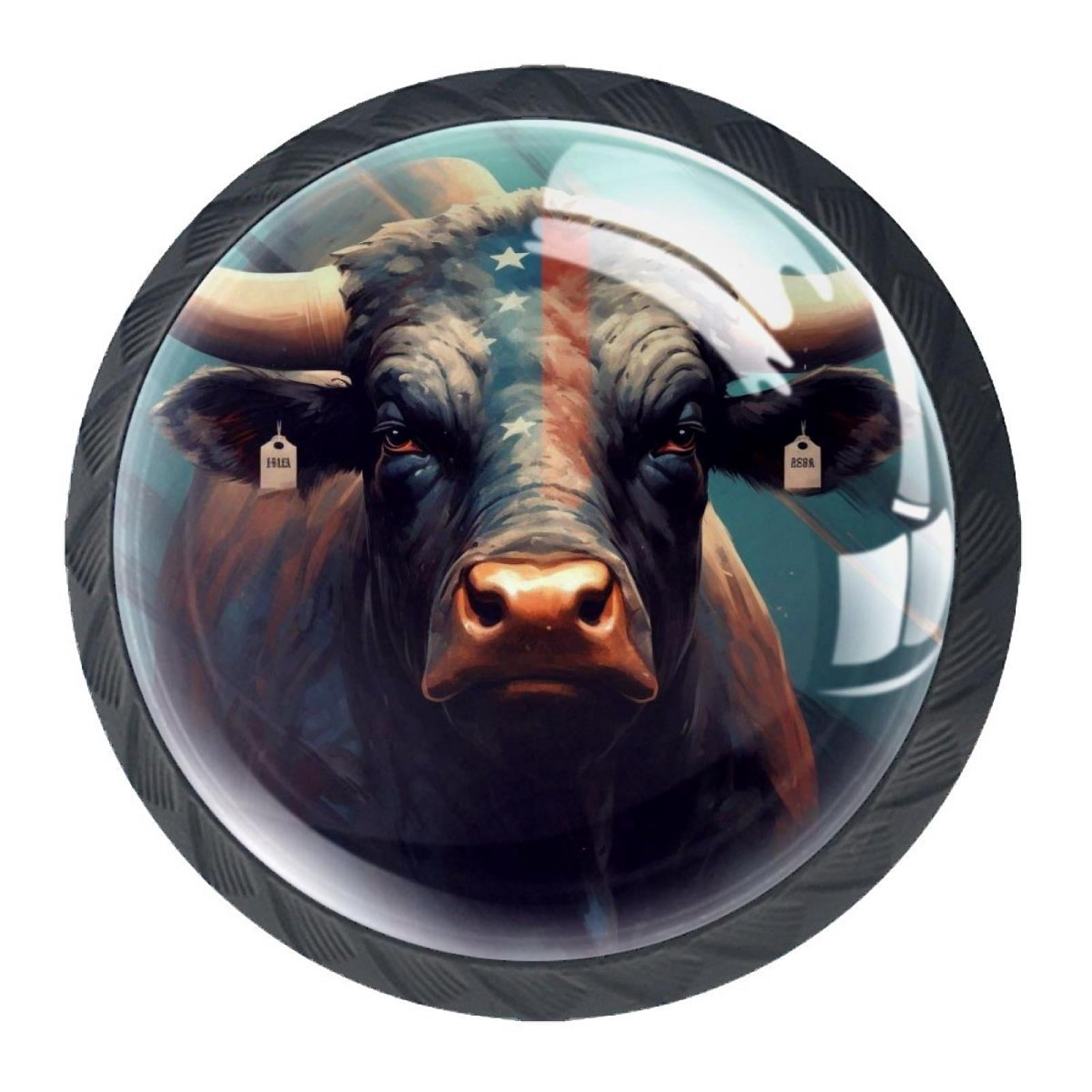 4 Pcs Cow Knobs for Kitchen Cabinet Cupboard Dresser Bookcase Drawer Pulls Handles Round Home Decor