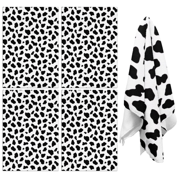 4 Pcs Cow Print Pattern Funny Kitchen Towels, Microfiber Dish Towels, Kitchen Tea Towels Set 18" X 26"