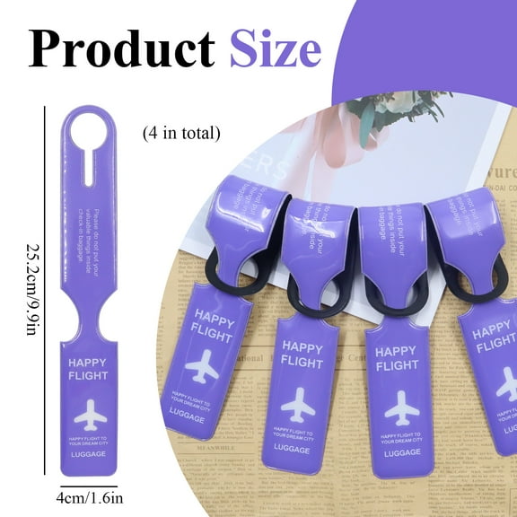 4 Pcs Creative Luggage Tags with Name Card, Unique Baggage Tag, Attractive Portable Travel ID Label, Personalized Luggage Identifiers for Suitcases, Purple