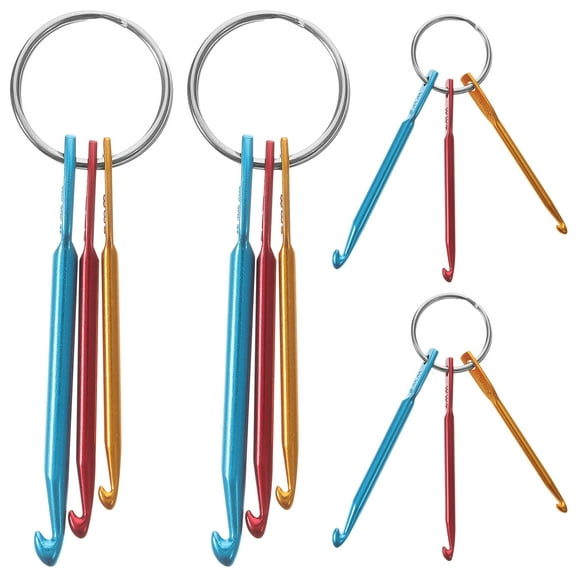 4 Pcs Crochet Keychain Fob Hook Afghan Needles Large Hooks Portable to Weave Braiding Tool Aluminum