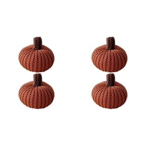 4 Pcs Crochet Pumpkin Decor, 2.4" Knitted Pumpkin Figurine, Artificial Pumpkin Countertop Display, Farmhouse Fall Table Accent, Halloween Pumpkin Decor, Harvest Seasonal Pumpkin Ornament