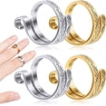 thumbnail image 1 of 4 Pcs Crochet Ring for Finger Yarn Guide, Adjustable Crochet Tension Knitting Ring, Metal Yarn Holder Crochet Loop Ring Yarn Guide Ring for Crocheting Crafts DIY Sewing Supplies, 1 of 5