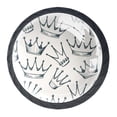 thumbnail image 1 of 4 Pcs Crown Princess Beige Knobs for Kitchen Cabinet Cupboard Dresser Bookcase Drawer Pulls Handles Round Home Decor, 1 of 8