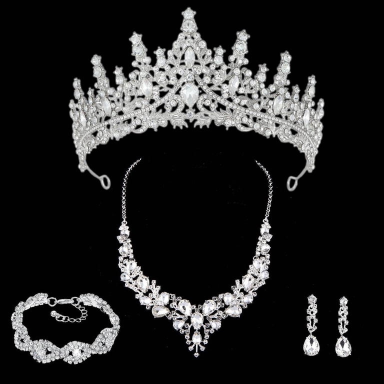 Queen Crown Rhinestone Wedding set Amazon.com: YOUlDIANZI Queen Crown Rhinestone Wedding Crowns  main image 4