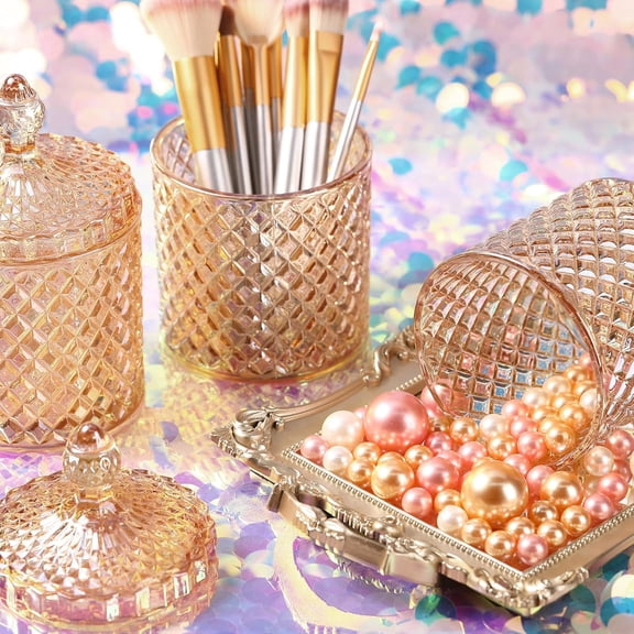 4 Pcs Crystal Glass Candy Jar Set with Lids