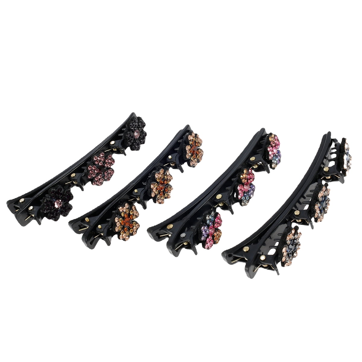 4 Pcs Crystal Hair Clips Sparkling Crystal Stone Braided Hair Clip Rhinestone Hair Clips for