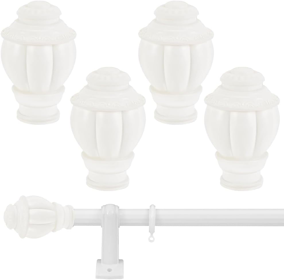 4 Pcs Curtain Rod Cap Finials Plastic Curtain Rod End Cap Vintage ...