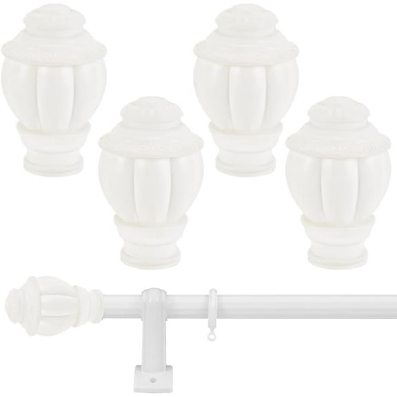 4 Pcs Curtain Rod Cap Finials Plastic Curtain Rod End Cap Vintage Window Curtain Rod End Plug Curtain Rod Covers Decorative Caps for 1.1Inch Outer Dia Curtain Rods White Mixed Color