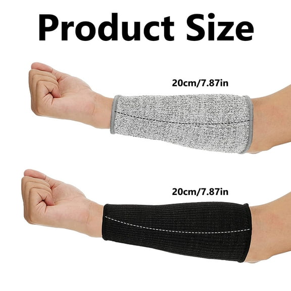 4 Pcs Cut  Sleeves with Thumb Hole, Level 5 Arm Protection Sleeves,  Anti Abrasion Safety Forearm Arm Guard for Garden Kitchen Cooking Work for Men Women (Black + Gray)