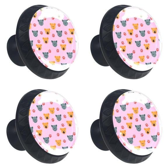 4 Pcs Cute Animal Faces Knobs for Kitchen Cabinet Cupboard Dresser Bookcase Drawer Pulls Handles Round Home Decor