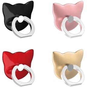 4 Pcs Cute Cat Mobile Phone Ring Holder Stand 360 Rotation Universal Smartphone Ring Grip Stand Car Mounts for iPhone Smartphones and Tablets