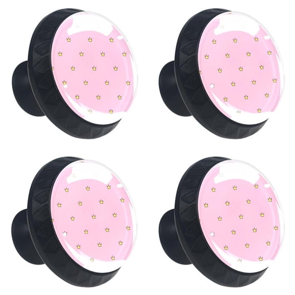 4 Pcs Cute Crown Pink Knobs for Kitchen Cabinet Cupboard Dresser Bookcase Drawer Pulls Handles Round Home Decor