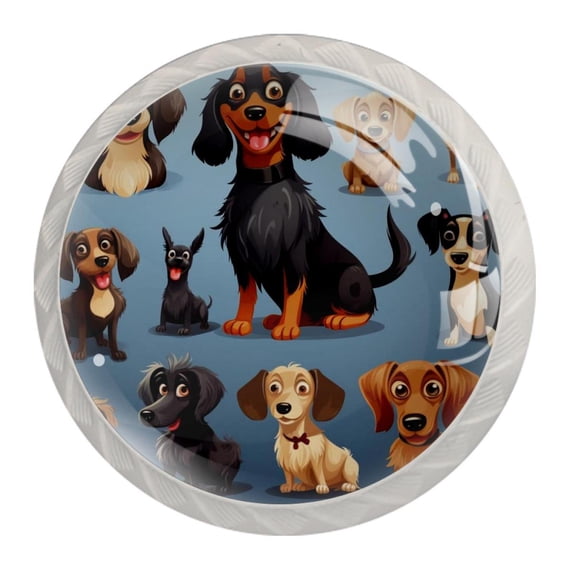 4 Pcs Dachshund Knobs for Kitchen Cabinet Cupboard Dresser Bookcase Drawer Pulls Handles Round Home Decor