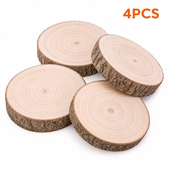 4 Pcs Daily Natural Wood Slice Discs Large Unfinished Wooden Circles for Crafts Painting DIY Projects Table Centerpieces Home Decoration Sign Making and Rustic Event Decor